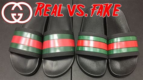 difference between real and fake gucci slides